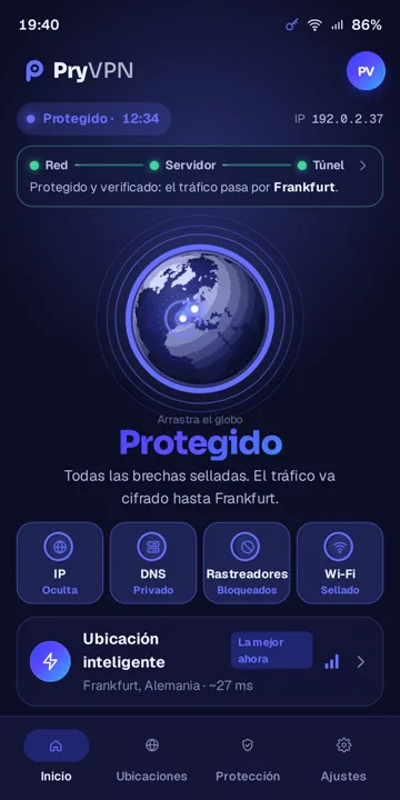 Protegido: tráfico cifrado hasta Fráncfort